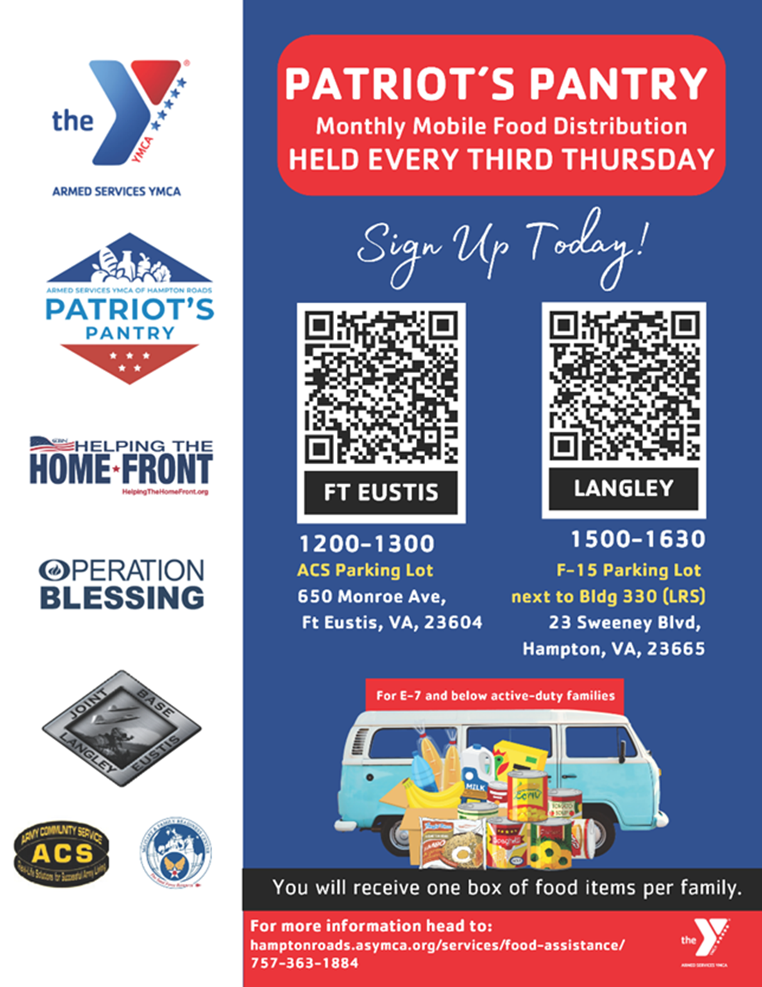 Flyer for Patriot's Pantry Mobile Food Distribution